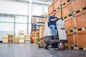 Comfort XS cleaning a factory floor