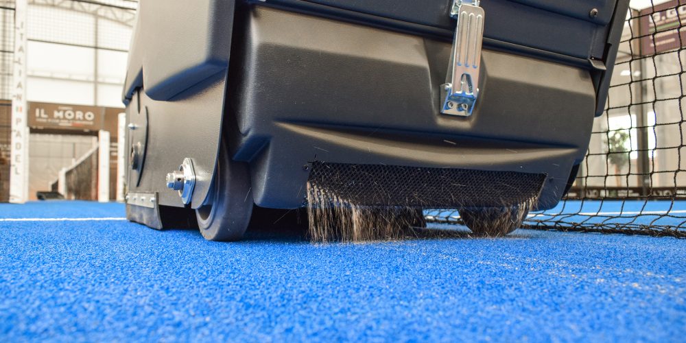 A professional commercial floor scrubber sweeper machine suitable for maintaining sports surfaces and padel tennis courts from Columbus Cleaning Machines Darlington.